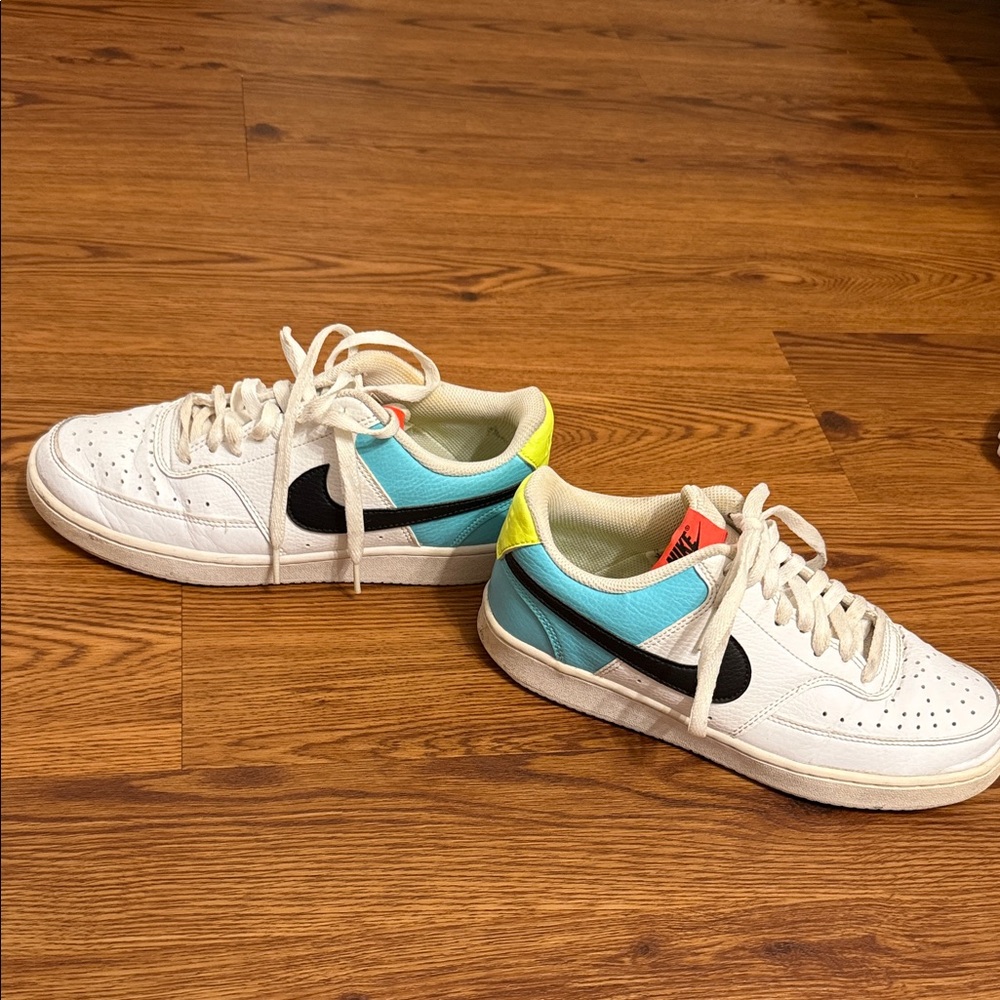 Nike Kids' White, Blue, and Yellow Sneakers